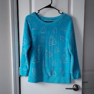 Justice Turquoise Sweater with Tree Design